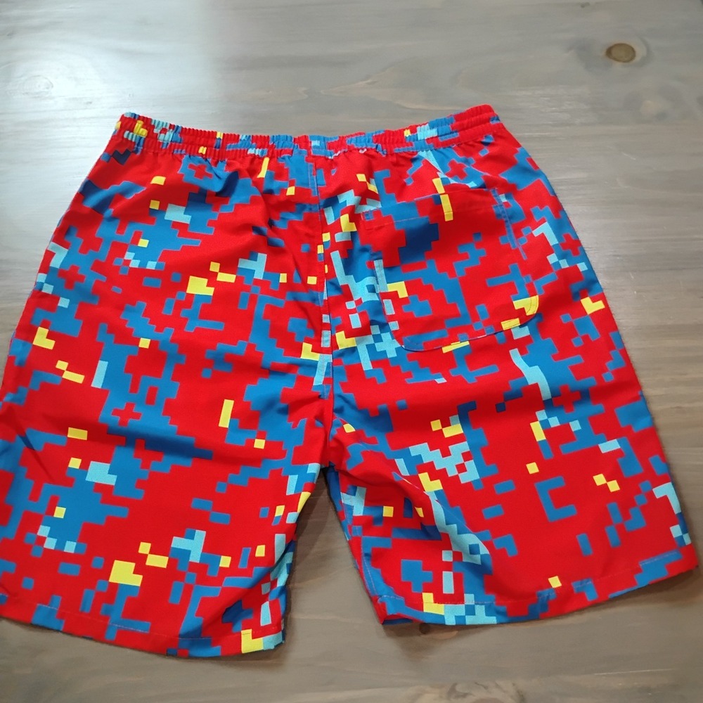 NWT LRG Lifted Research Group Swim Trunks Men's Large Board Shorts Red Pixels - Picture 8 of 8